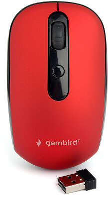Мышь беспроводная Gembird MUSW-355, красная бесш.клик